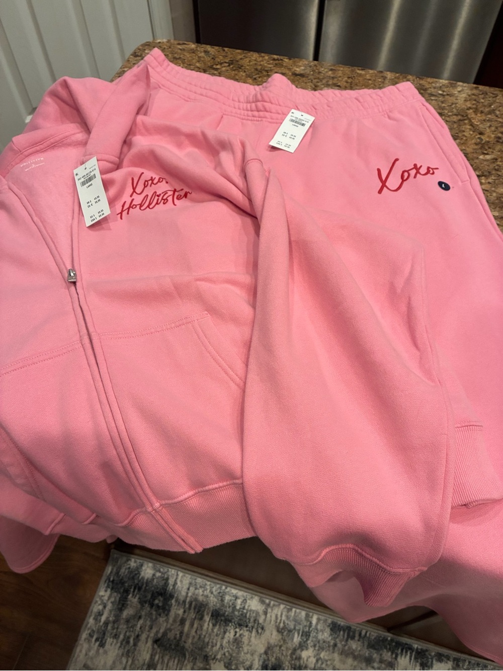 Hollister Pink 'Xoxo' Fleece Hoodie & Jogger Set